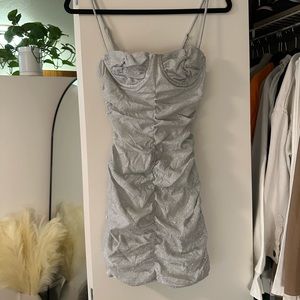White Fox Boutique silver glitter bodycon New Years Eve mini dress